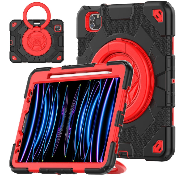 For iPad Pro 11 2022 / 2021 / 2020 Spider Rotation Handle Silicone Hybrid PC Tablet Case(Black Red) - iPad Pro 11 (2022/2021) Cases by PMC Jewellery | Online Shopping South Africa | PMC Jewellery | Buy Now Pay Later Mobicred