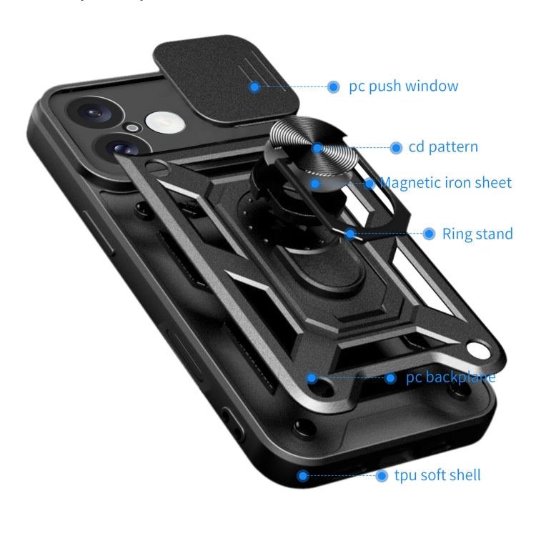 For iPhone 16 Sliding Camera Cover Design TPU+PC Phone Case(Green) - iPhone 16 Cases by PMC TechLife | Online Shopping South Africa | PMC TechLife | Buy Now Pay Later Mobicred