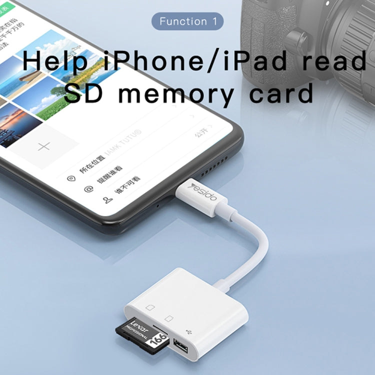 Yesido GS11 2 in 1 Multi-Function TF Card + SD Card to 8 Pin Converter Adapter(White) - Converter & Adapter by Yesido | Online Shopping South Africa | PMC Jewellery | Buy Now Pay Later Mobicred