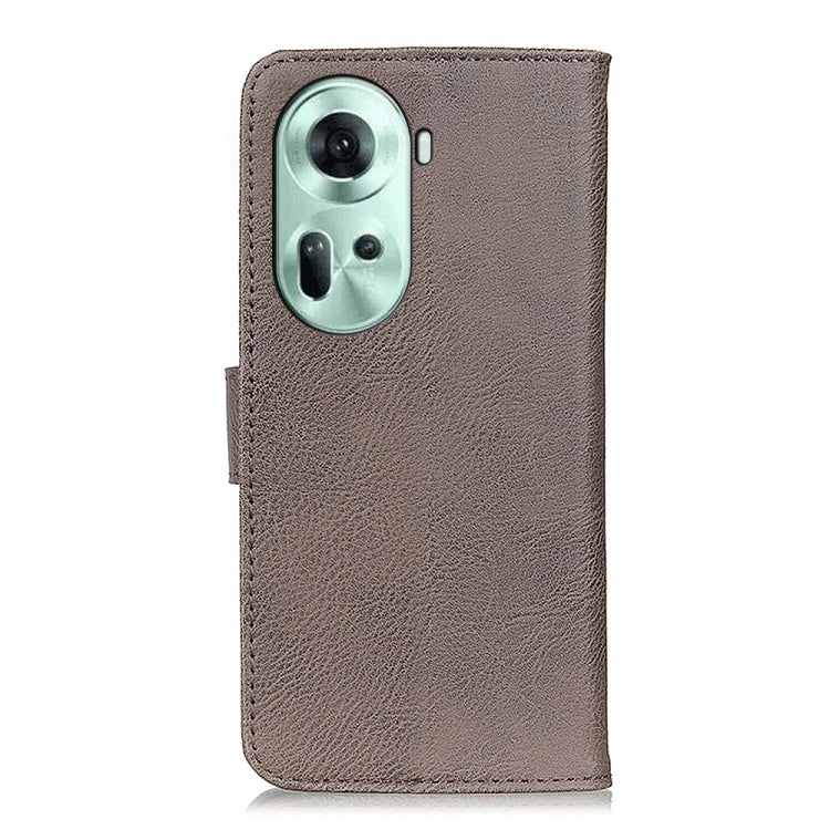 For OPPO Reno11 5G Global KHAZNEH Cowhide Texture Flip Leather Phone Case(Khaki) - Reno11 Cases by PMC Jewellery | Online Shopping South Africa | PMC Jewellery | Buy Now Pay Later Mobicred