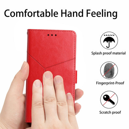 For iPhone SE 2024 HT01 Y-shaped Pattern Flip Leather Phone Case(Red) - More iPhone Cases by PMC Jewellery | Online Shopping South Africa | PMC Jewellery | Buy Now Pay Later Mobicred