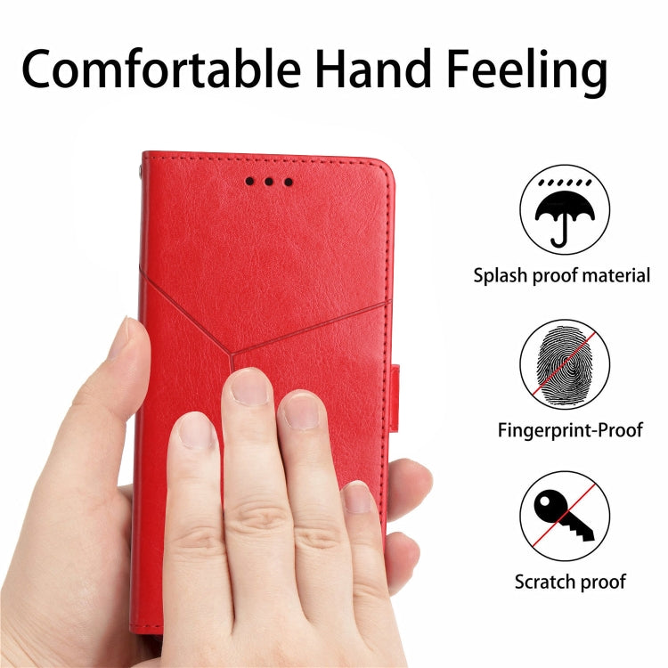 For iPhone 16 Pro Max HT01 Y-shaped Pattern Flip Leather Phone Case(Red) - iPhone 16 Pro Max Cases by PMC TechLife | Online Shopping South Africa | PMC TechLife | Buy Now Pay Later Mobicred