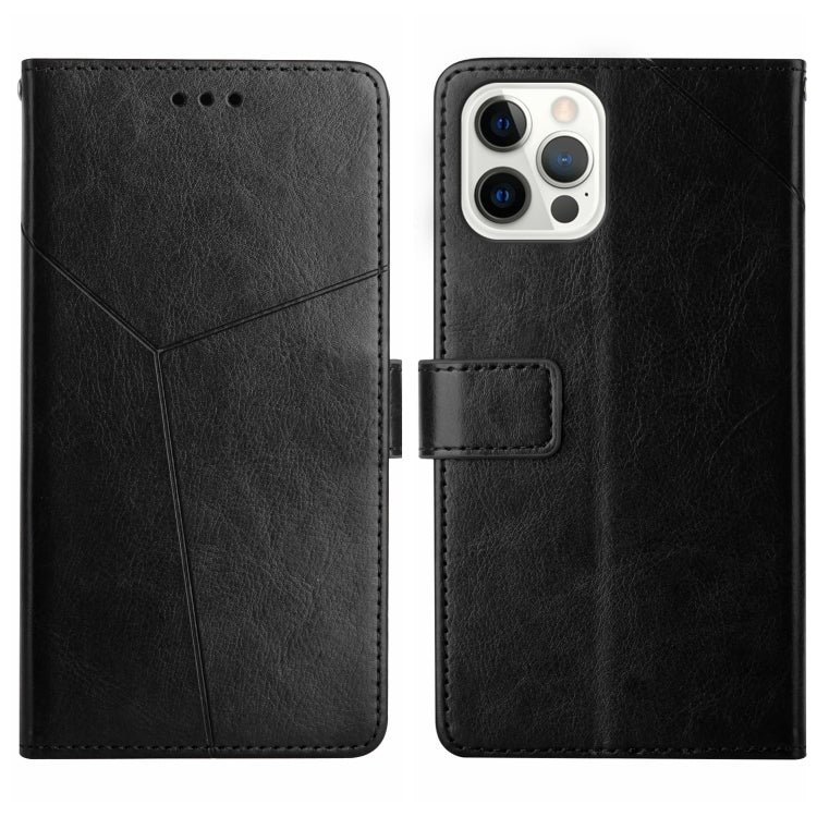 For iPhone 16 Pro HT01 Y-shaped Pattern Flip Leather Phone Case(Black) - iPhone 16 Pro Cases by PMC TechLife | Online Shopping South Africa | PMC TechLife | Buy Now Pay Later Mobicred