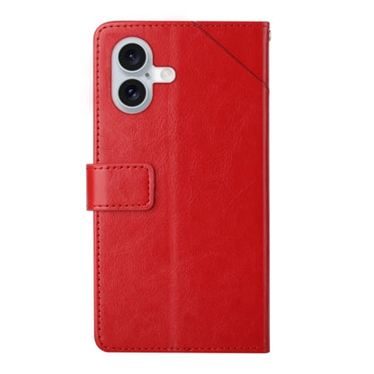 For iPhone 16 Plus HT01 Y-shaped Pattern Flip Leather Phone Case(Red) - iPhone 16 Plus Cases by PMC Jewellery | Online Shopping South Africa | PMC Jewellery | Buy Now Pay Later Mobicred