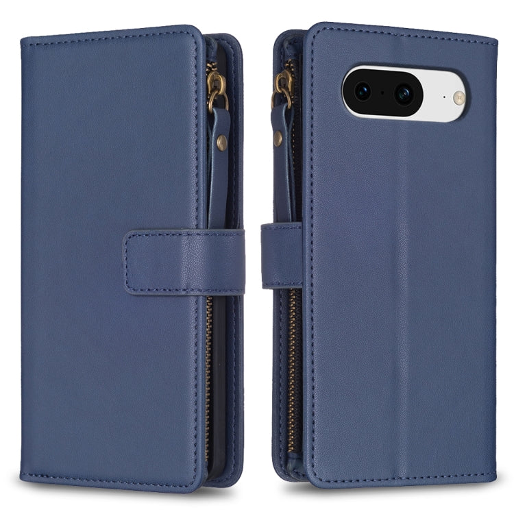 For Google Pixel 8 9 Card Slots Zipper Wallet Leather Flip Phone Case(Blue) - Google Cases by PMC Jewellery | Online Shopping South Africa | PMC Jewellery | Buy Now Pay Later Mobicred