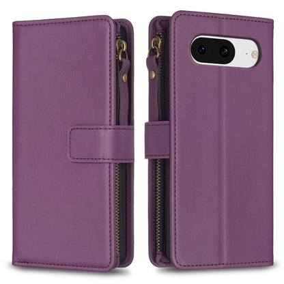 For Google Pixel 8 9 Card Slots Zipper Wallet Leather Flip Phone Case(Dark Purple) - Google Cases by PMC Jewellery | Online Shopping South Africa | PMC Jewellery | Buy Now Pay Later Mobicred