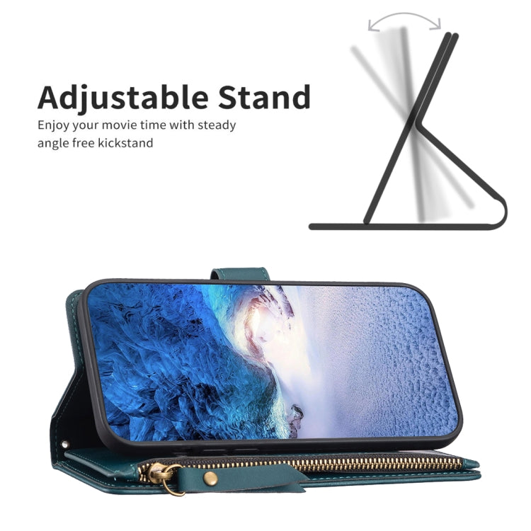 For iPhone 16 Pro Max 9 Card Slots Zipper Wallet Leather Flip Phone Case(Green) - free shipping - PMC TechLife - Order now!