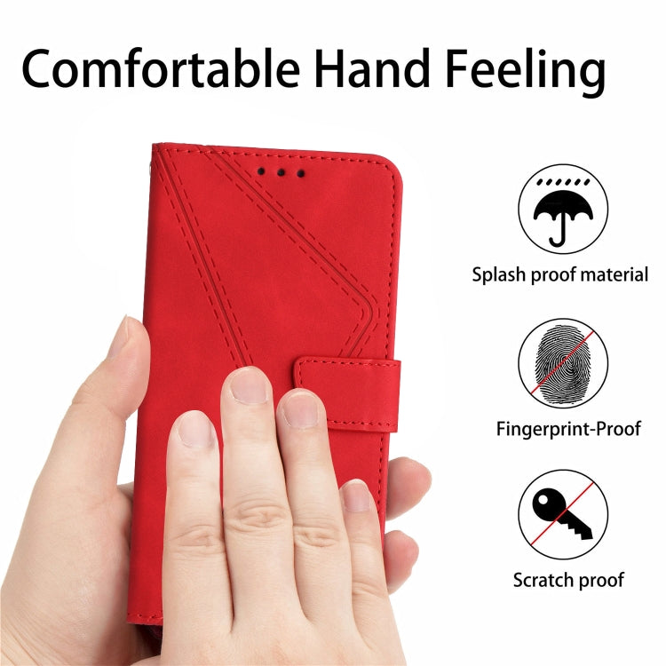 For iPhone 16 Pro Stitching Embossed Leather Phone Case(Red) - iPhone 16 Pro Cases by PMC TechLife | Online Shopping South Africa | PMC TechLife | Buy Now Pay Later Mobicred
