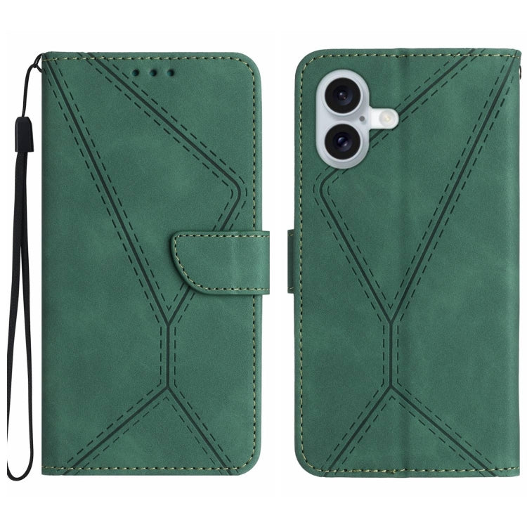For iPhone 16 Stitching Embossed Leather Phone Case(Green) - free shipping - PMC TechLife - Order now!