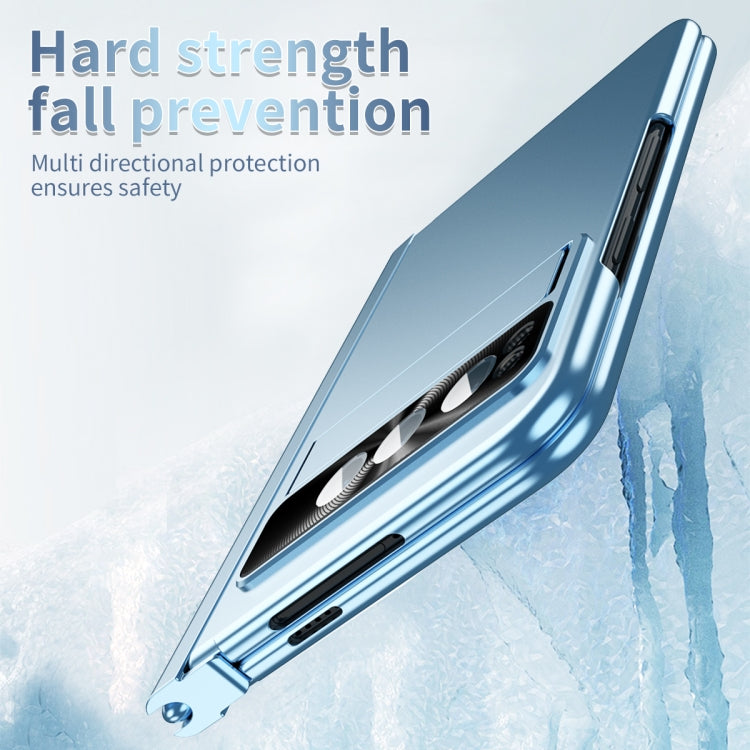 For Google Pixel Fold Integrated Electroplating Pen Slot Double Hinge Folding Phone Case with Stylus(Blue) - Google Cases by PMC TechLife | Online Shopping South Africa | PMC TechLife | Buy Now Pay Later Mobicred