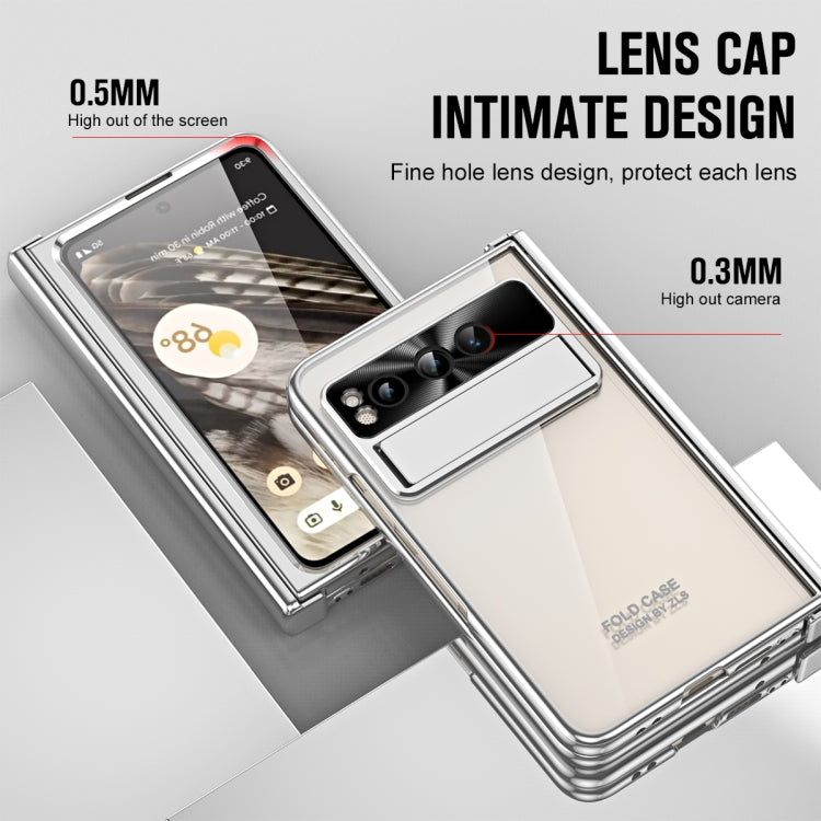 For Google Pixel Fold Integrated Electroplating Folding Phone Case with Hinge(Silver) - Google Cases by PMC TechLife | Online Shopping South Africa | PMC TechLife | Buy Now Pay Later Mobicred