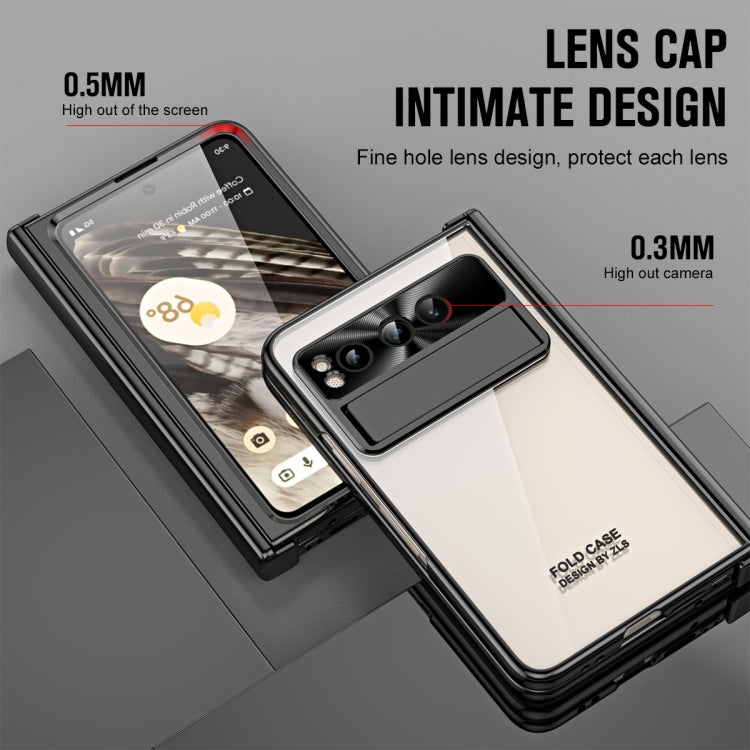 For Google Pixel Fold Integrated Electroplating Folding Phone Case with Pen Slot(Black) - Google Cases by PMC TechLife | Online Shopping South Africa | PMC TechLife | Buy Now Pay Later Mobicred