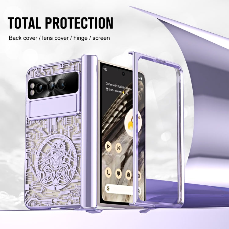 For Google Pixel Fold Mechanical Legend Integrated Electroplating All-inclusive Phone Case with Pen Slot(Purple) - Google Cases by PMC Jewellery | Online Shopping South Africa | PMC Jewellery | Buy Now Pay Later Mobicred