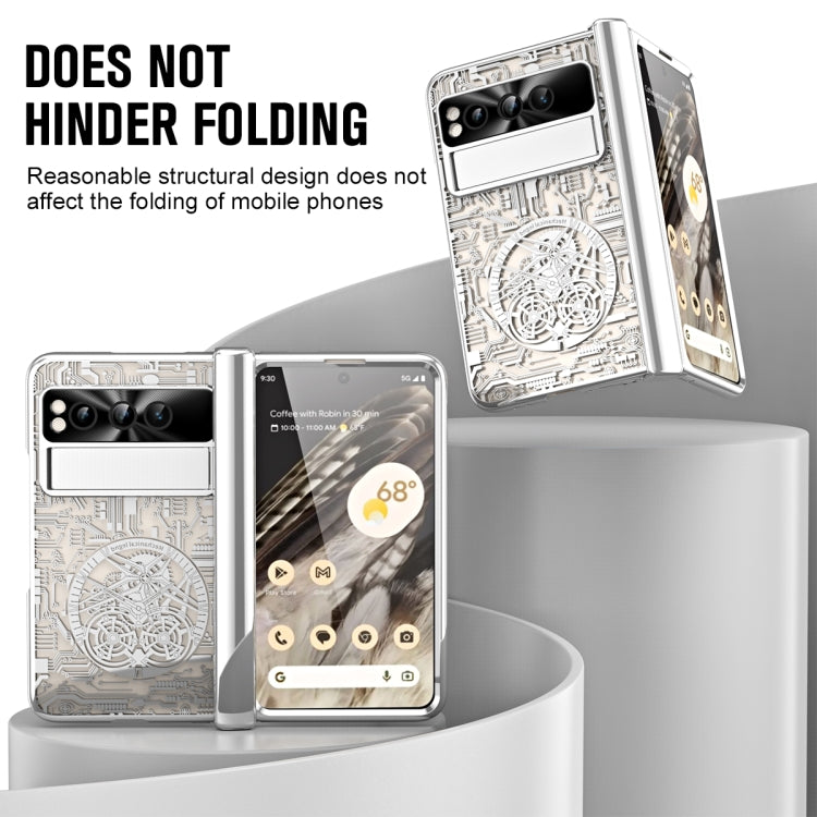 For Google Pixel Fold Mechanical Legend Integrated Electroplating All-inclusive Phone Case with Pen Slot(Silver) - Google Cases by PMC TechLife | Online Shopping South Africa | PMC TechLife | Buy Now Pay Later Mobicred