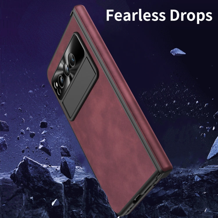 For Google Pixel Fold Integrated Napa Texture All-inclusive Phone Case with Hinge(Red) - Google Cases by PMC TechLife | Online Shopping South Africa | PMC TechLife | Buy Now Pay Later Mobicred