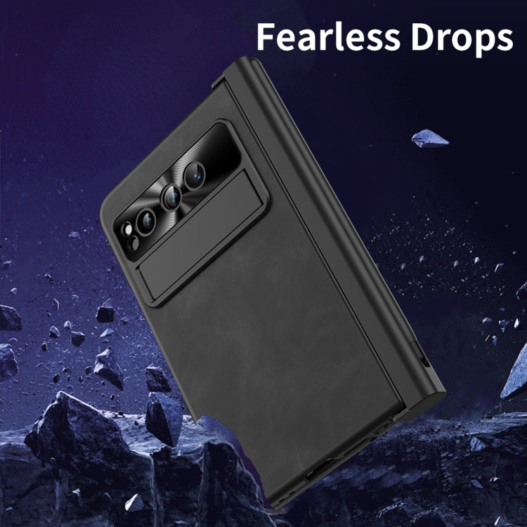 For Google Pixel Fold Integrated Napa Texture All-inclusive Phone Case with Pen Slot(Black) - Google Cases by PMC TechLife | Online Shopping South Africa | PMC TechLife | Buy Now Pay Later Mobicred