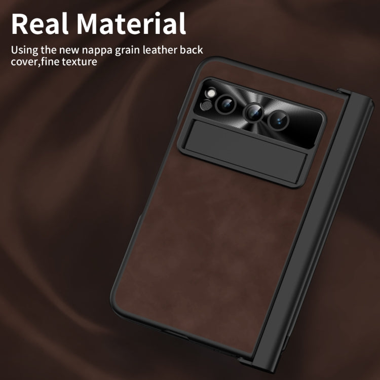 For Google Pixel Fold Integrated Napa Texture All-inclusive Phone Case with Pen Slot(Coffee) - Google Cases by PMC TechLife | Online Shopping South Africa | PMC TechLife | Buy Now Pay Later Mobicred