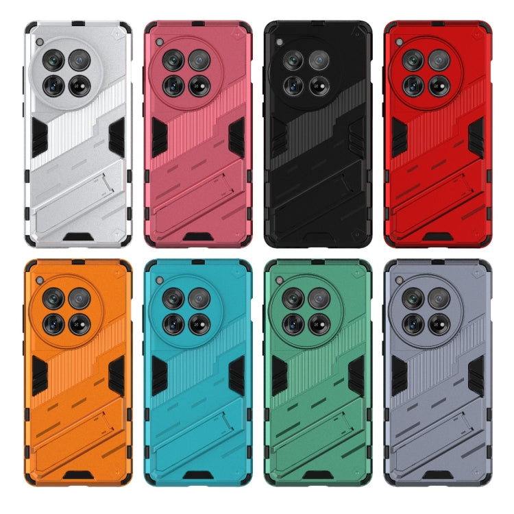 For OnePlus 12 5G Punk Armor 2 in 1 PC + TPU Phone Case with Holder(Grey) - OnePlus Cases by PMC TechLife | Online Shopping South Africa | PMC TechLife