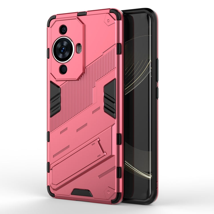 For Huawei nova 11 Pro 4G Punk Armor 2 in 1 PC + TPU Phone Case with Holder(Light Red) - Huawei Cases by PMC Jewellery | Online Shopping South Africa | PMC Jewellery | Buy Now Pay Later Mobicred