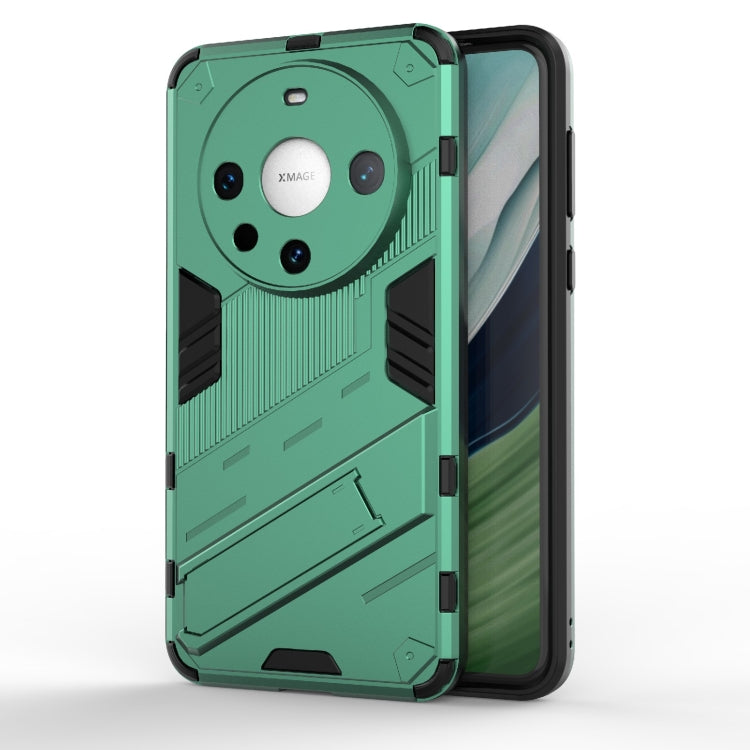 For Huawei Mate 60 Pro Punk Armor 2 in 1 PC + TPU Phone Case with Holder(Green) - Huawei Cases by PMC Jewellery | Online Shopping South Africa | PMC Jewellery | Buy Now Pay Later Mobicred