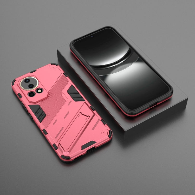 For Huawei nova 12 5G Punk Armor 2 in 1 PC + TPU Phone Case with Holder(Light Red) - Huawei Cases by PMC TechLife | Online Shopping South Africa | PMC TechLife | Buy Now Pay Later Mobicred