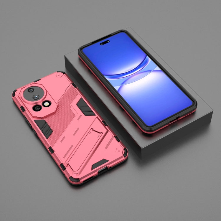 For Huawei nova 12 Pro Punk Armor 2 in 1 PC + TPU Phone Case with Holder(Light Red) - Huawei Cases by PMC Jewellery | Online Shopping South Africa | PMC Jewellery | Buy Now Pay Later Mobicred