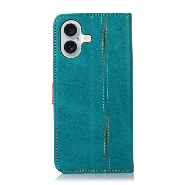 For iPhone 16 Plus Stitching Thread Calf Texture Leather Phone Case(Light Green) - iPhone 16 Plus Cases by PMC Jewellery | Online Shopping South Africa | PMC Jewellery | Buy Now Pay Later Mobicred