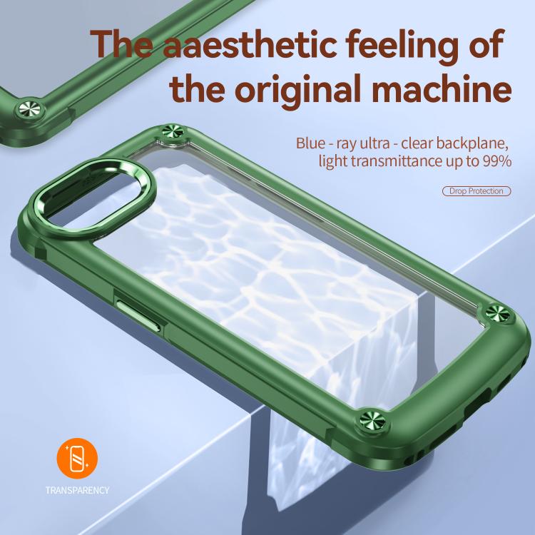 For iPhone 16e TPU + PC Lens Protection Phone Case(Green) - iPhone 16e Cases by PMC TechLife | Online Shopping South Africa | PMC TechLife | Buy Now Pay Later Mobicred