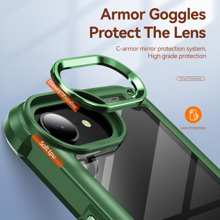 For iPhone 16e TPU + PC Lens Protection Phone Case(Green) - iPhone 16e Cases by PMC TechLife | Online Shopping South Africa | PMC TechLife | Buy Now Pay Later Mobicred