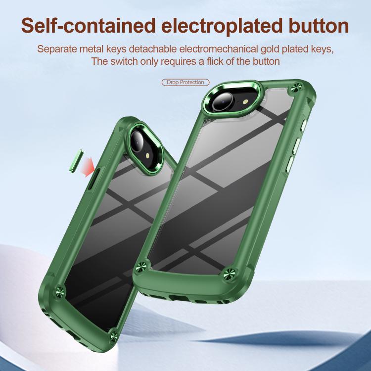 For iPhone 16e TPU + PC Lens Protection Phone Case(Green) - iPhone 16e Cases by PMC TechLife | Online Shopping South Africa | PMC TechLife | Buy Now Pay Later Mobicred