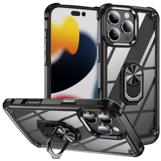 For iPhone 16 Pro TPU + PC Lens Protection Phone Case with Ring Holder(Black) - iPhone 16 Pro Cases by PMC Jewellery | Online Shopping South Africa | PMC Jewellery | Buy Now Pay Later Mobicred