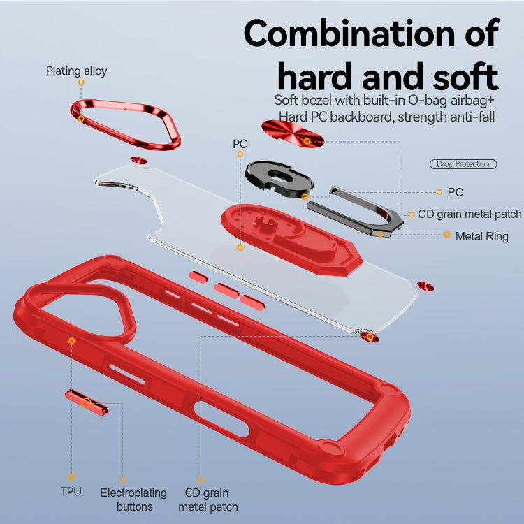 For iPhone 16 TPU + PC Lens Protection Phone Case with Ring Holder(Red) - free shipping - PMC TechLife - Order now!