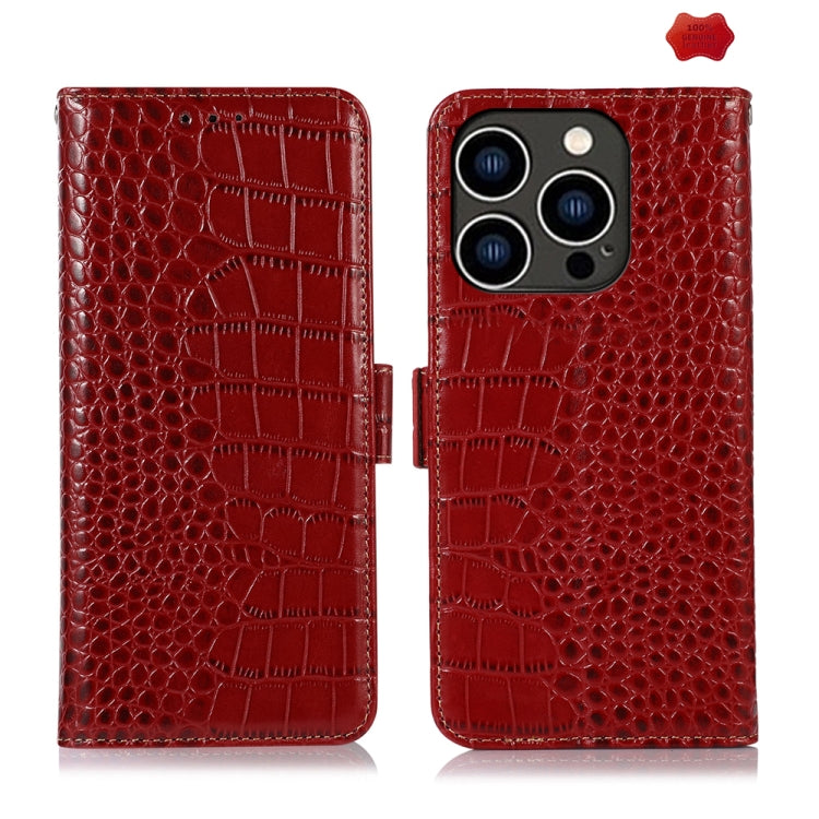 For iPhone 16 Pro Max Crocodile Top Layer Cowhide Leather Phone Case(Red) - iPhone 16 Pro Max Cases by PMC TechLife | Online Shopping South Africa | PMC TechLife | Buy Now Pay Later Mobicred