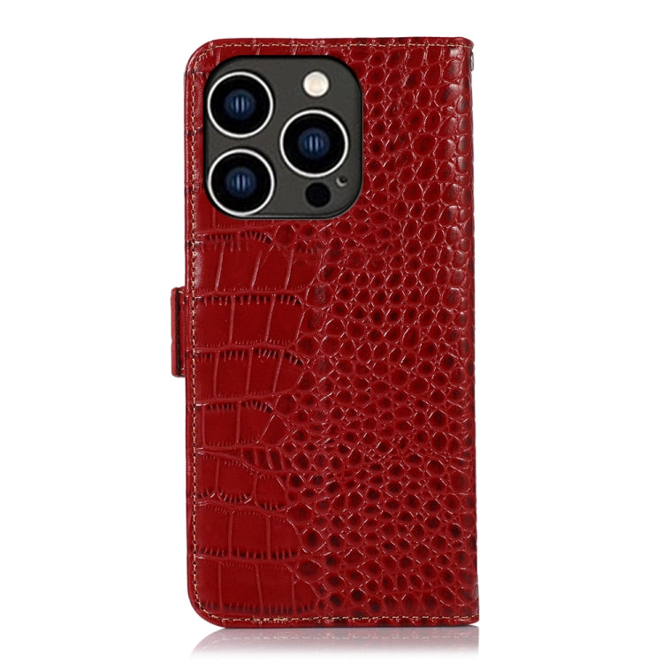 For iPhone 16 Pro Max Crocodile Top Layer Cowhide Leather Phone Case(Red) - iPhone 16 Pro Max Cases by PMC TechLife | Online Shopping South Africa | PMC TechLife | Buy Now Pay Later Mobicred