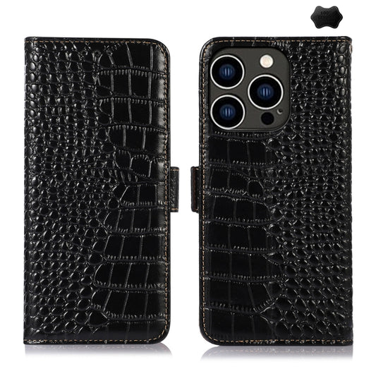 For iPhone 16 Pro Crocodile Top Layer Cowhide Leather Phone Case(Black) - iPhone 16 Pro Cases by PMC Jewellery | Online Shopping South Africa | PMC Jewellery | Buy Now Pay Later Mobicred