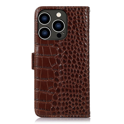 For iPhone 16 Pro Crocodile Top Layer Cowhide Leather Phone Case(Brown) - iPhone 16 Pro Cases by PMC Jewellery | Online Shopping South Africa | PMC Jewellery | Buy Now Pay Later Mobicred