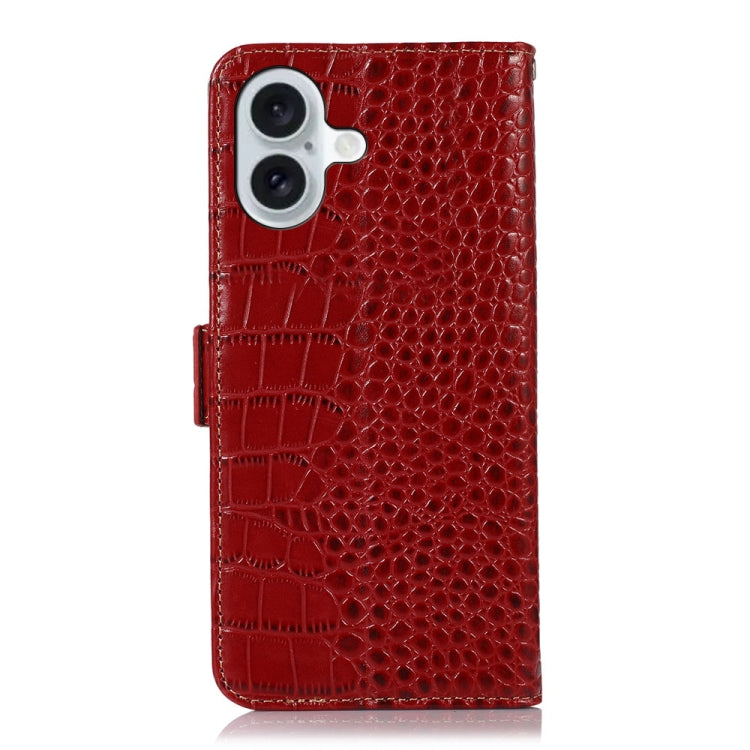 For iPhone 16 Crocodile Top Layer Cowhide Leather Phone Case(Red) - iPhone 16 Cases by PMC Jewellery | Online Shopping South Africa | PMC Jewellery | Buy Now Pay Later Mobicred