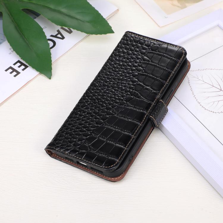 For iPhone 16e Crocodile Top Layer Cowhide Leather Phone Case(Black) - iPhone 16e Cases by PMC TechLife | Online Shopping South Africa | PMC TechLife | Buy Now Pay Later Mobicred