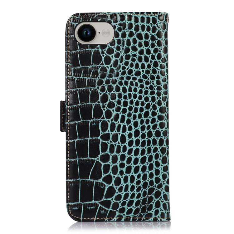 For iPhone 16e Crocodile Top Layer Cowhide Leather Phone Case(Green) - iPhone 16e Cases by PMC TechLife | Online Shopping South Africa | PMC TechLife | Buy Now Pay Later Mobicred
