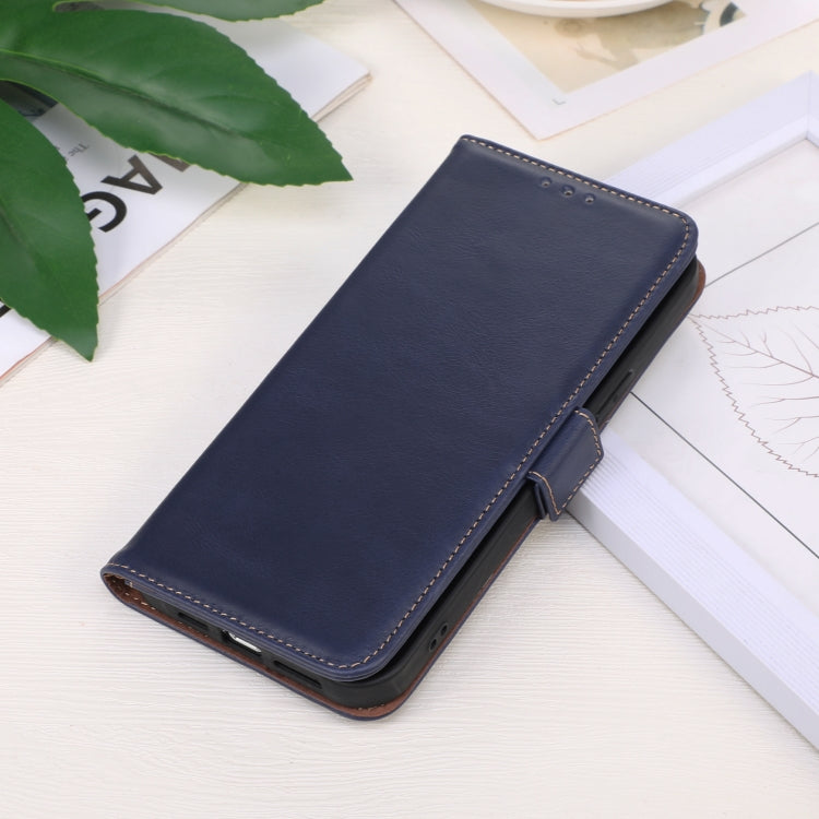 For iPhone 16 Pro Max Crazy Horse Top Layer Cowhide Leather Phone Case(Blue) - iPhone 16 Pro Max Cases by PMC TechLife | Online Shopping South Africa | PMC TechLife | Buy Now Pay Later Mobicred