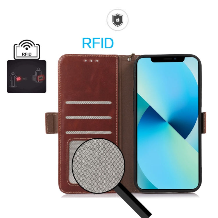 For iPhone 16 Pro Crazy Horse Top Layer Cowhide Leather Phone Case(Brown) - iPhone 16 Pro Cases by PMC TechLife | Online Shopping South Africa | PMC TechLife | Buy Now Pay Later Mobicred