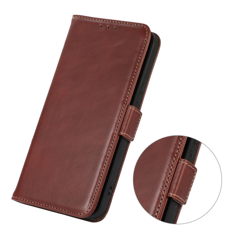 For iPhone 16 Pro Crazy Horse Top Layer Cowhide Leather Phone Case(Brown) - iPhone 16 Pro Cases by PMC TechLife | Online Shopping South Africa | PMC TechLife | Buy Now Pay Later Mobicred