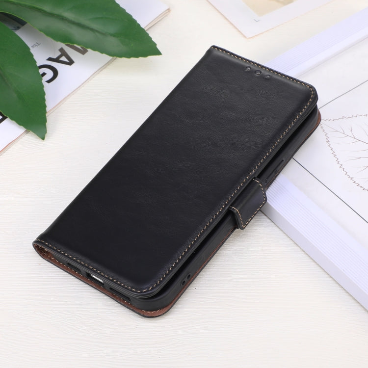 For iPhone 16 Plus Crazy Horse Top Layer Cowhide Leather Phone Case(Black) - iPhone 16 Plus Cases by PMC TechLife | Online Shopping South Africa | PMC TechLife | Buy Now Pay Later Mobicred