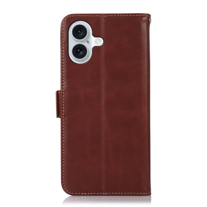 For iPhone 16 Crazy Horse Top Layer Cowhide Leather Phone Case(Brown) - iPhone 16 Cases by PMC Jewellery | Online Shopping South Africa | PMC Jewellery | Buy Now Pay Later Mobicred