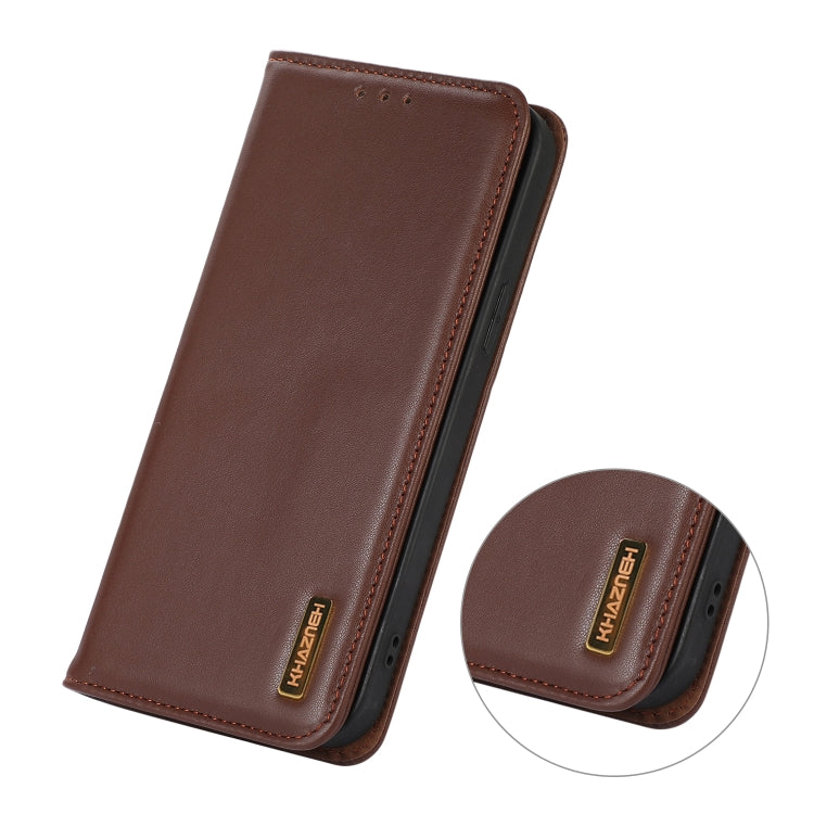 For iPhone 16 Pro Max KHAZNEH Nappa Top Layer Cowhide Leather Phone Case(Brown) - iPhone 16 Pro Max Cases by PMC Jewellery | Online Shopping South Africa | PMC Jewellery | Buy Now Pay Later Mobicred