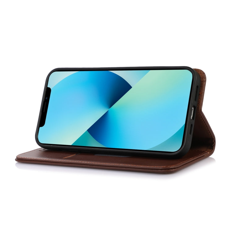 For iPhone 16 Pro KHAZNEH Nappa Top Layer Cowhide Leather Phone Case(Brown) - free shipping - PMC TechLife - Order now!
