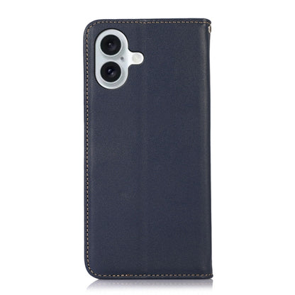 For iPhone 16 Plus KHAZNEH Nappa Top Layer Cowhide Leather Phone Case(Blue) - iPhone 16 Plus Cases by PMC Jewellery | Online Shopping South Africa | PMC Jewellery | Buy Now Pay Later Mobicred