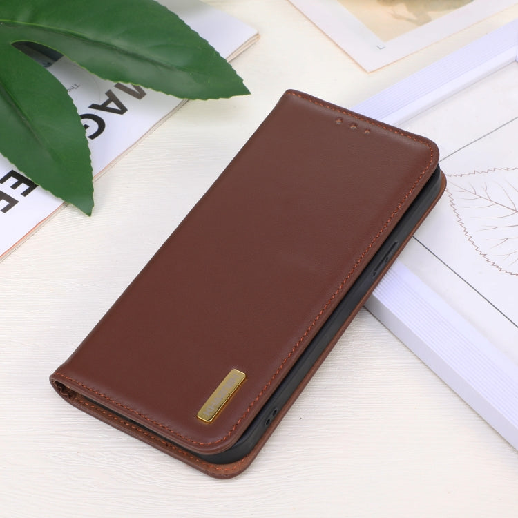 For iPhone 16 Plus KHAZNEH Nappa Top Layer Cowhide Leather Phone Case(Brown) - iPhone 16 Plus Cases by PMC Jewellery | Online Shopping South Africa | PMC Jewellery | Buy Now Pay Later Mobicred