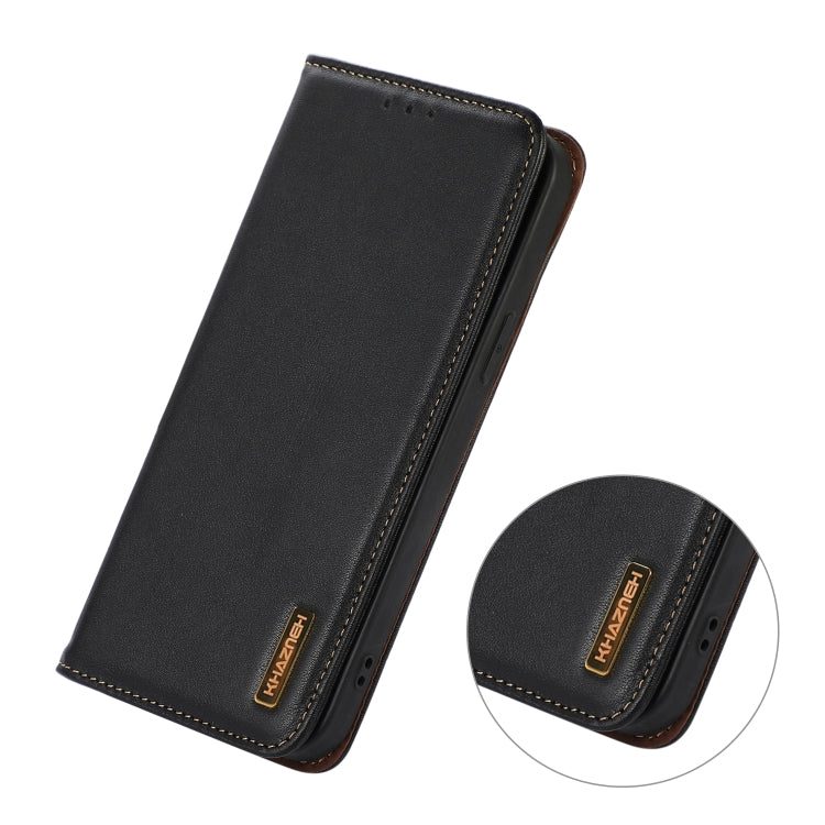 For iPhone 16 KHAZNEH Nappa Top Layer Cowhide Leather Phone Case(Black) - iPhone 16 Cases by PMC TechLife | Online Shopping South Africa | PMC TechLife | Buy Now Pay Later Mobicred