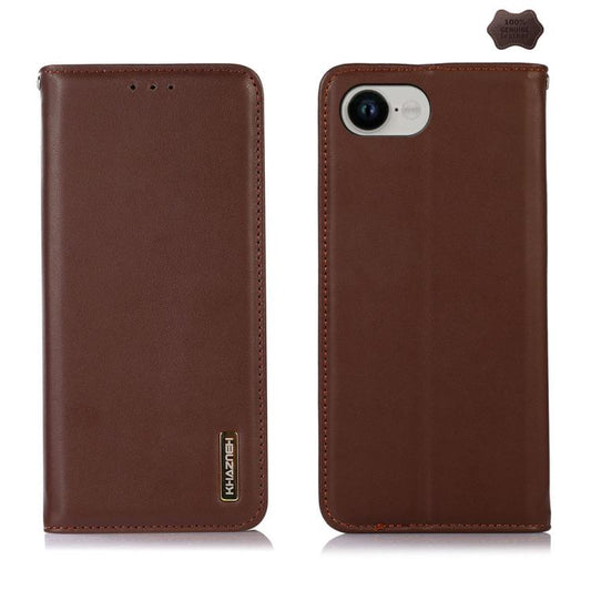 For iPhone 16e KHAZNEH Nappa Top Layer Cowhide Leather Phone Case(Brown) - iPhone 16e Cases by PMC Jewellery | Online Shopping South Africa | PMC Jewellery | Buy Now Pay Later Mobicred